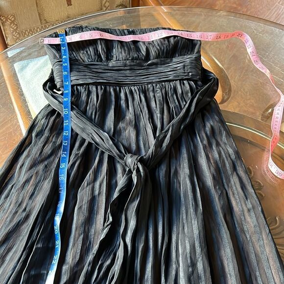 BCBGMaxAzria Black Silk Gown Dress Strapless Ruche Pleated Empire Waist 6 Petite - Picture 12 of 13